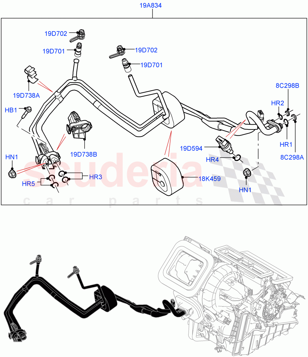 Air Conditioning System (Halewood (UK), Less Chiller Unit, Air Conditioning Refrigerant-R134A) ((V) FROMGH000001, (V) TOKH999999) of Land Rover Land Rover Discovery Sport (2015+) [2.0 Turbo Petrol GTDI]