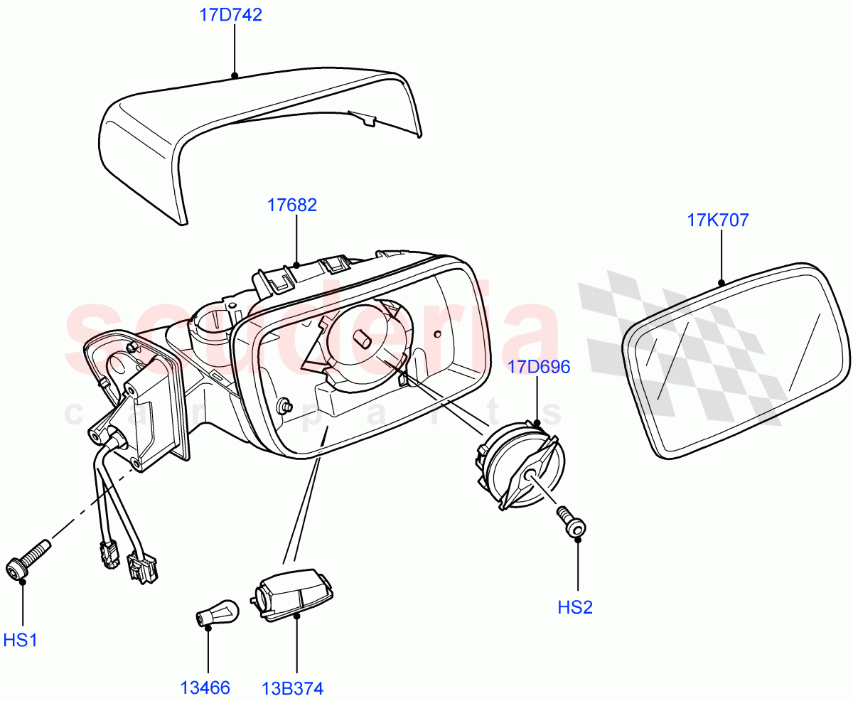 Exterior Rear View Mirror ((V) FROMAA000001, (V) TODA999999) of Land Rover Land Rover Discovery 4 (2010-2016) [4.0 Petrol V6]