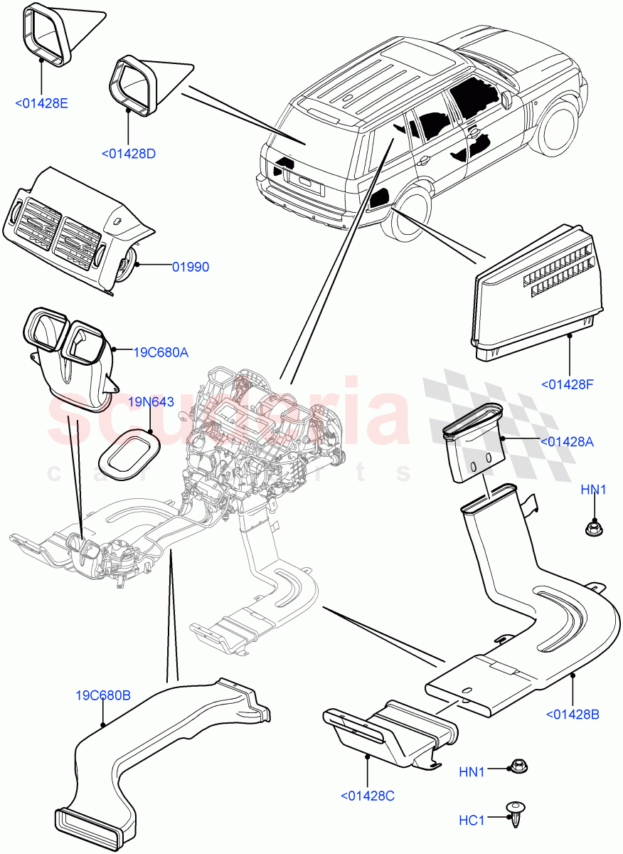 Air Vents, Louvres And Ducts((V)FROMAA000001) of Land Rover Land Rover Range Rover (2010-2012) [5.0 OHC SGDI NA V8 Petrol]