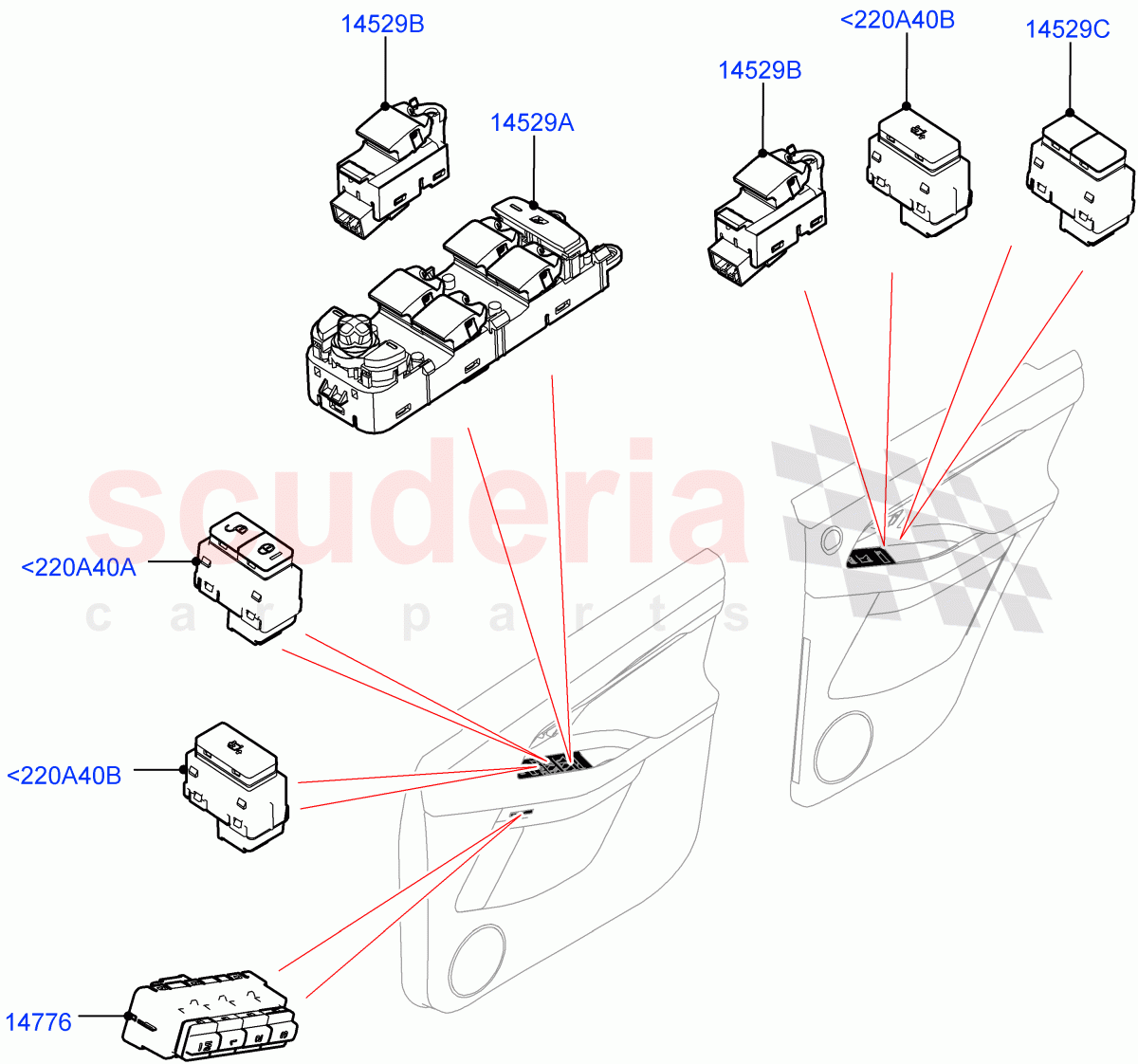 Switches(Door)(Changsu (China)) of Land Rover Land Rover Range Rover Evoque (2019+) [1.5 I3 Turbo Petrol AJ20P3]