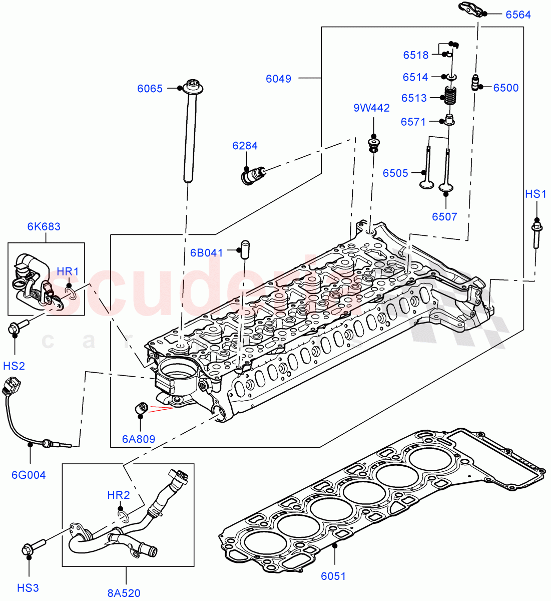 Cylinder Head (Nitra Plant Build) (3.0L AJ20D6 Diesel High) ((V) FROMM2000001) of Land Rover Land Rover Discovery 5 (2017+) [3.0 I6 Turbo Diesel AJ20D6]