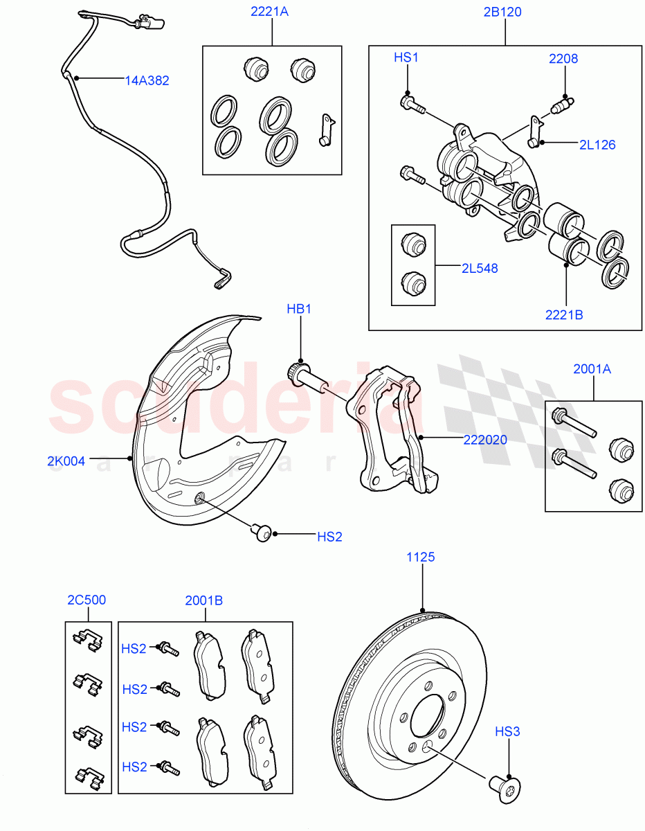 Front Brake Discs And Calipers(Lion Diesel 2.7 V6 (140KW),Cologne V6 4.0 EFI (SOHC))((V)FROMAA000001,(V)TOCA999999) of Land Rover Land Rover Discovery 4 (2010-2016) [4.0 Petrol V6]