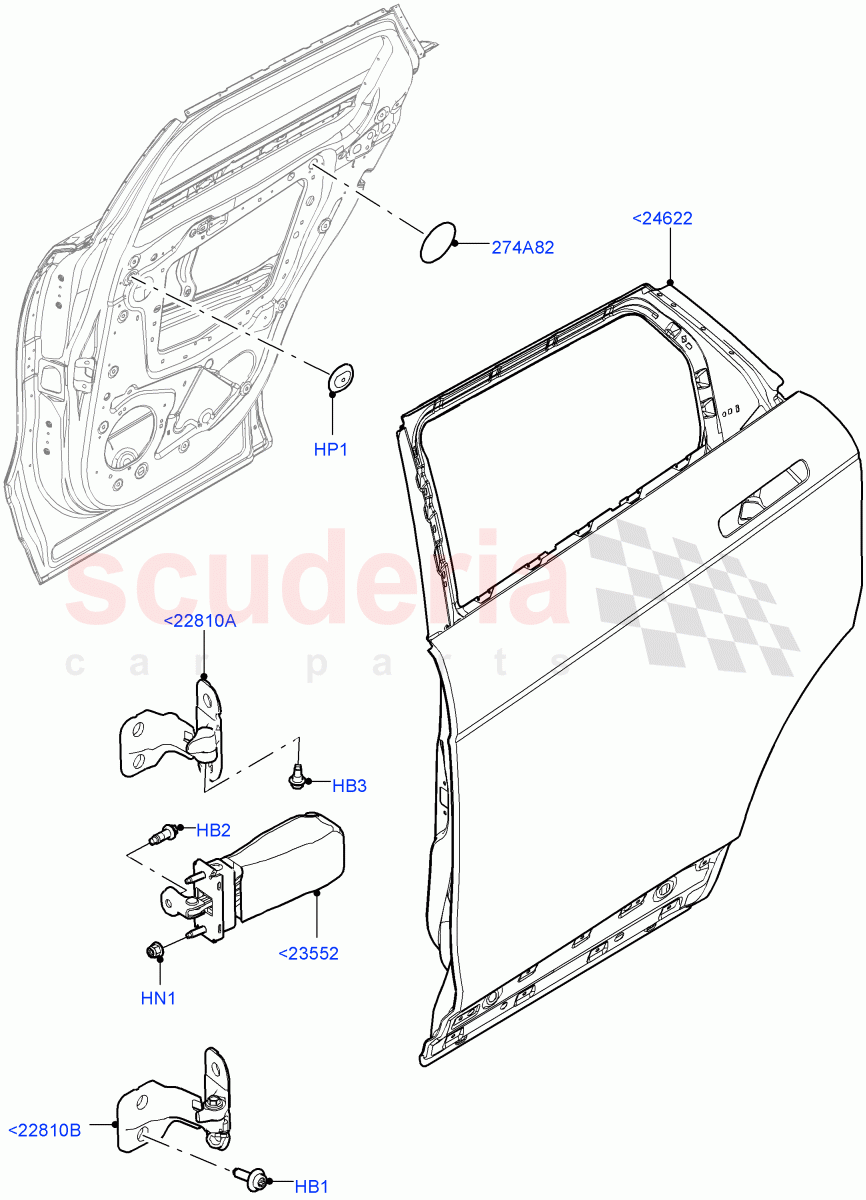 Rear Doors, Hinges & Weatherstrips (Door And Fixings) (Halewood (UK)) of Land Rover Land Rover Range Rover Evoque (2019+) [2.0 Turbo Diesel]