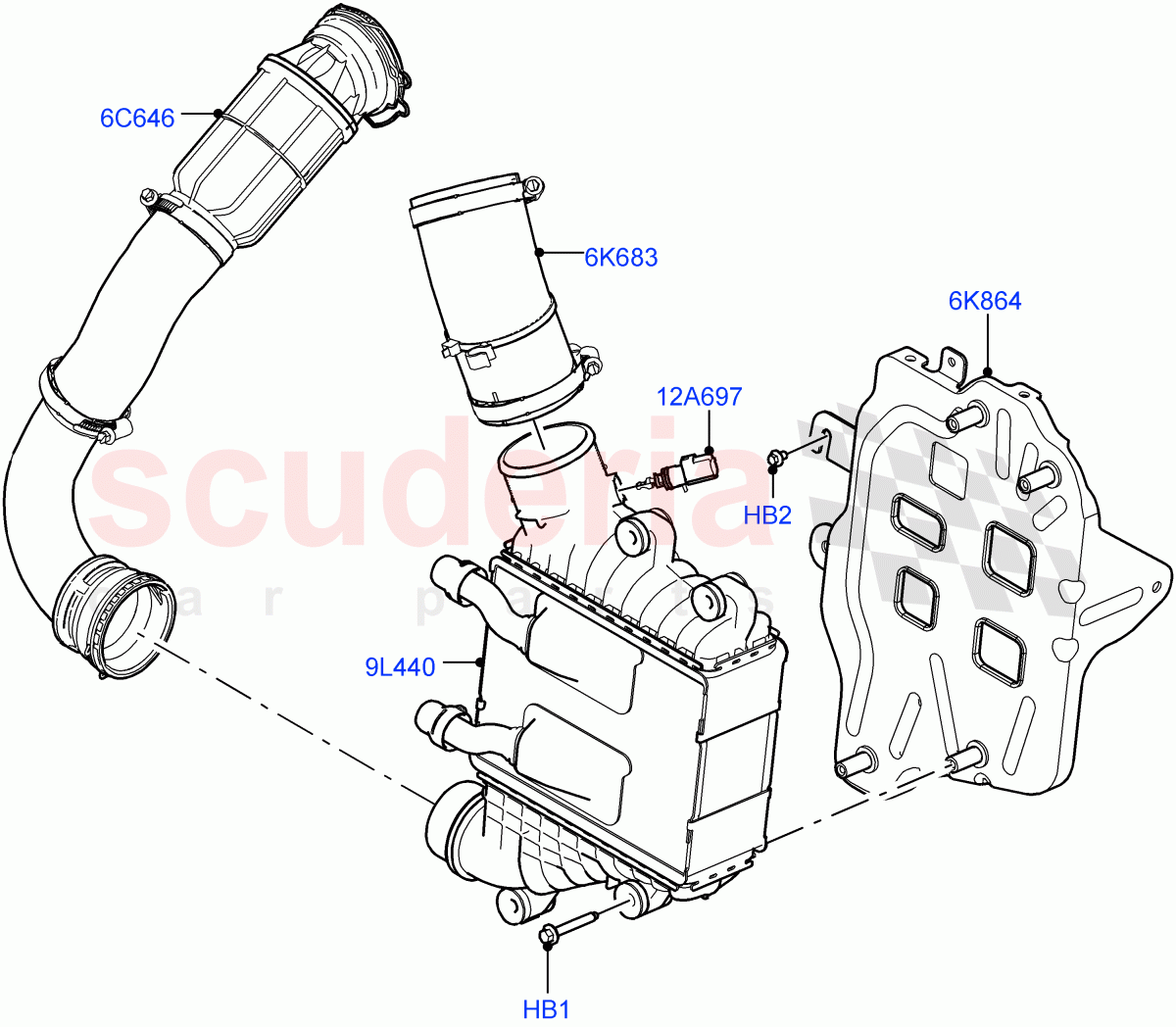 Intercooler/Air Ducts And Hoses (2.0L AJ20D4 Diesel High PTA, Halewood (UK)) of Land Rover Land Rover Range Rover Evoque (2019+) [2.0 Turbo Diesel]
