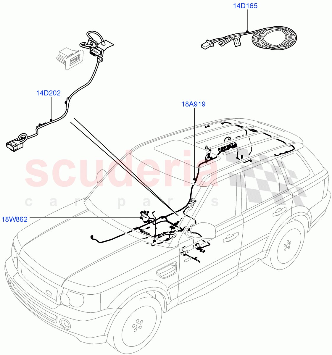 Electrical Wiring - Body And Rear(Audio/Navigation/Entertainment)((V)FROMAA000001,(V)TOAA999999) of Land Rover Land Rover Range Rover Sport (2010-2013) [3.0 Diesel 24V DOHC TC]