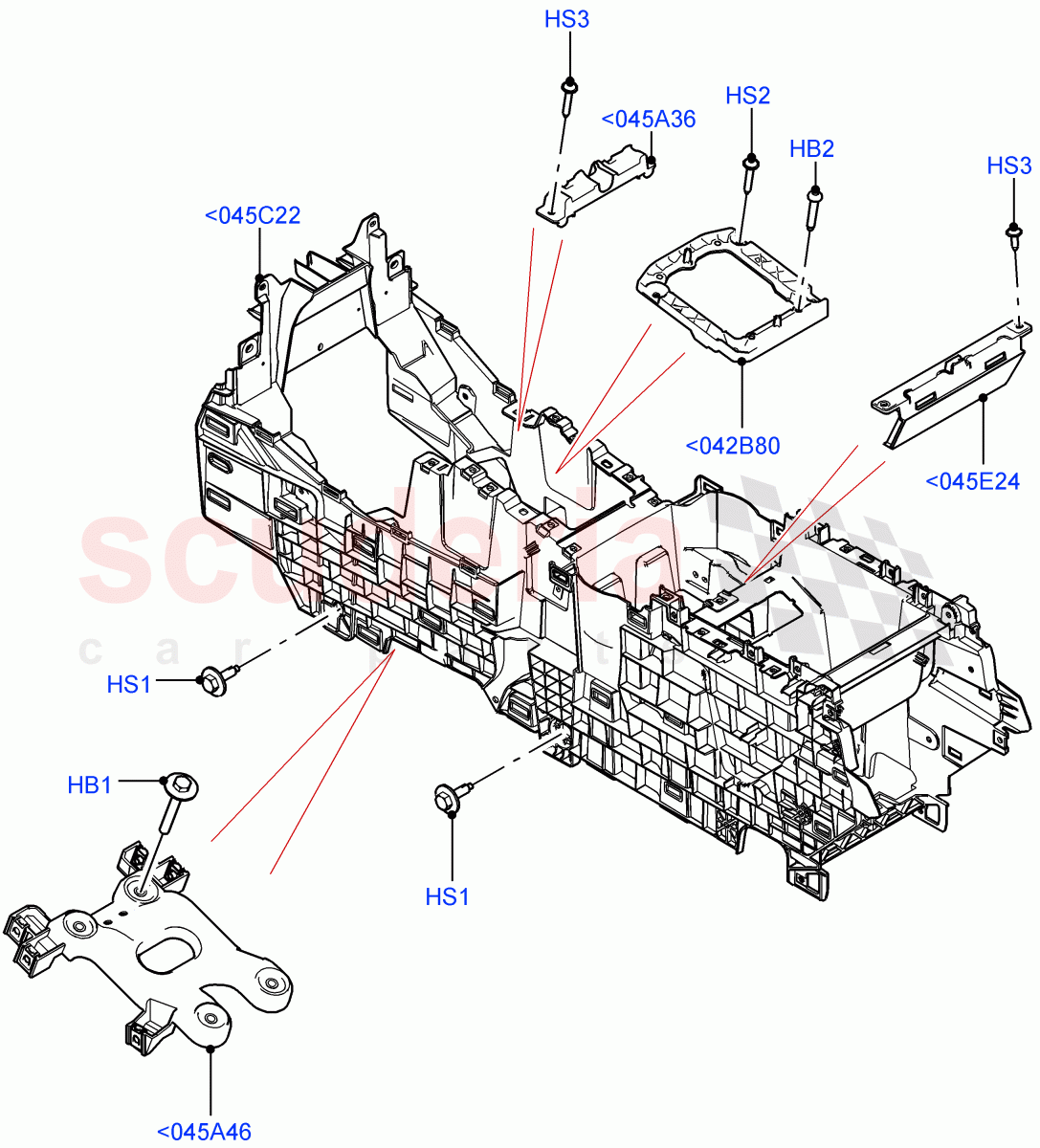 Console - Floor (Internal Components) (Itatiaia (Brazil)) of Land Rover Land Rover Range Rover Evoque (2019+) [2.0 Turbo Diesel]