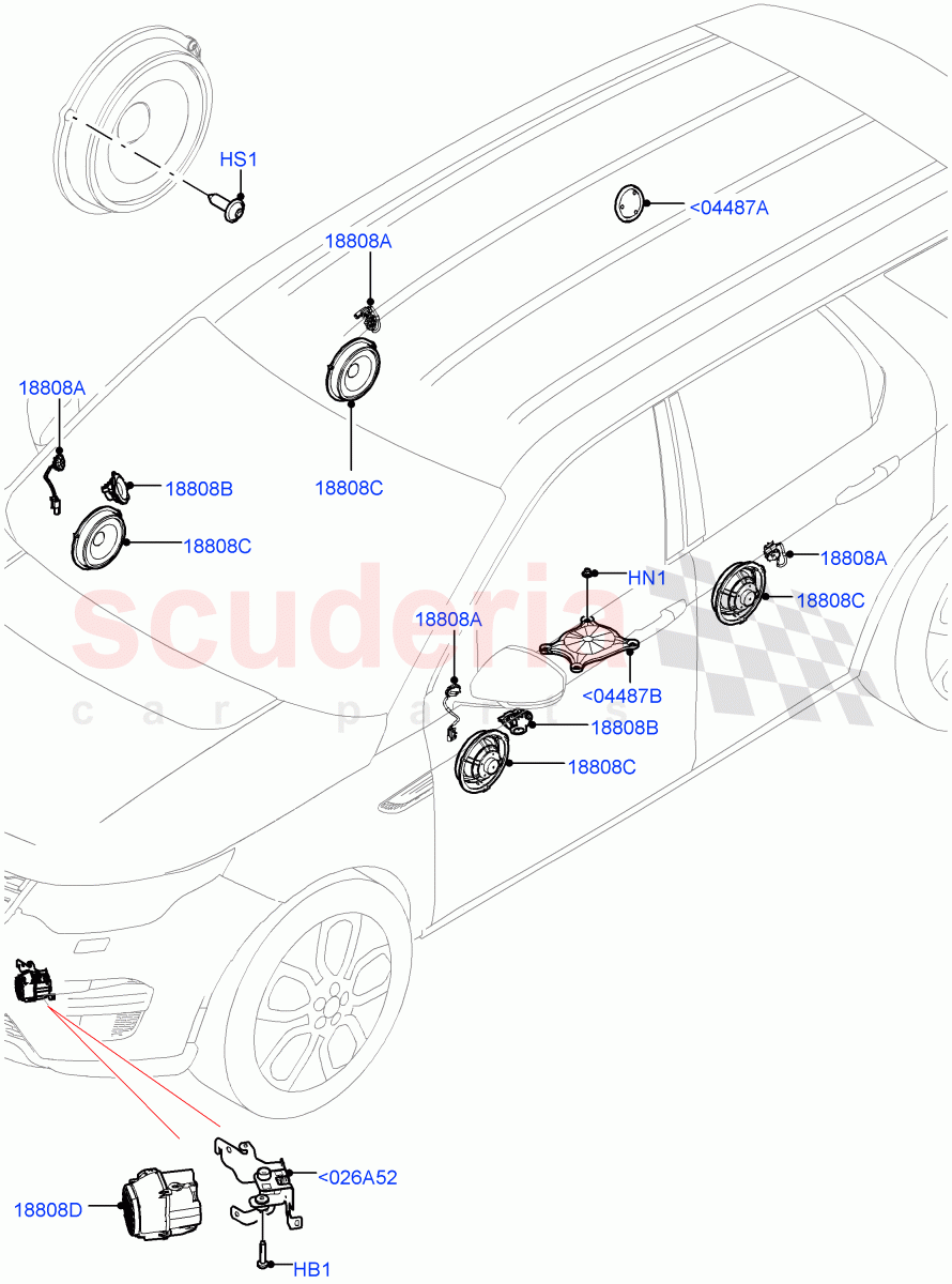 Speakers(Changsu (China),Mid Performance Sound System)((V)FROMFG000001) of Land Rover Land Rover Discovery Sport (2015+) [2.0 Turbo Petrol AJ200P]