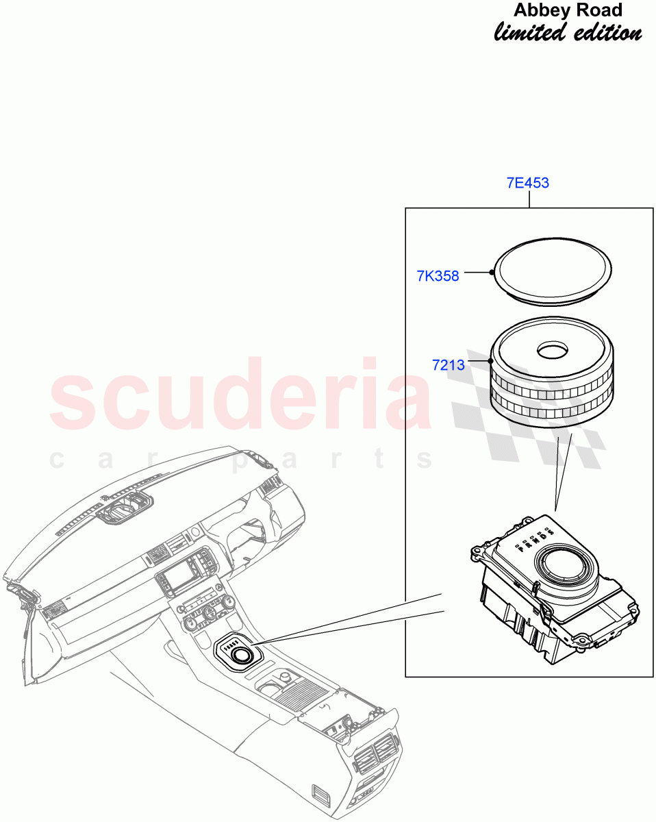 Gear Change-Automatic Transmission (Floor Console, Abbey Road LE) (9 Speed Auto AWD, Rotary Gearshift Knob - Red) ((V) FROMFH000001) of Land Rover Land Rover Range Rover Evoque (2012-2018) [2.0 Turbo Petrol AJ200P]