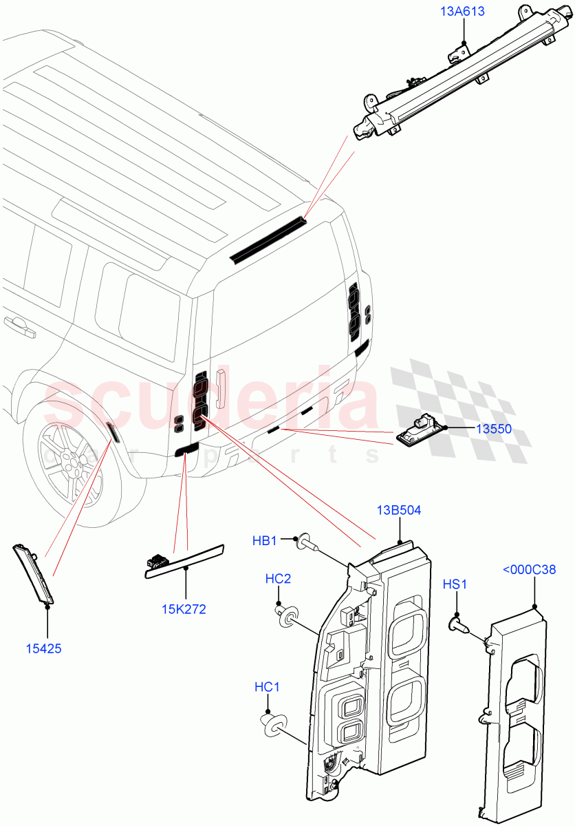Rear Lamps of Land Rover Land Rover Defender (2020+) [2.0 Turbo Petrol AJ200P]