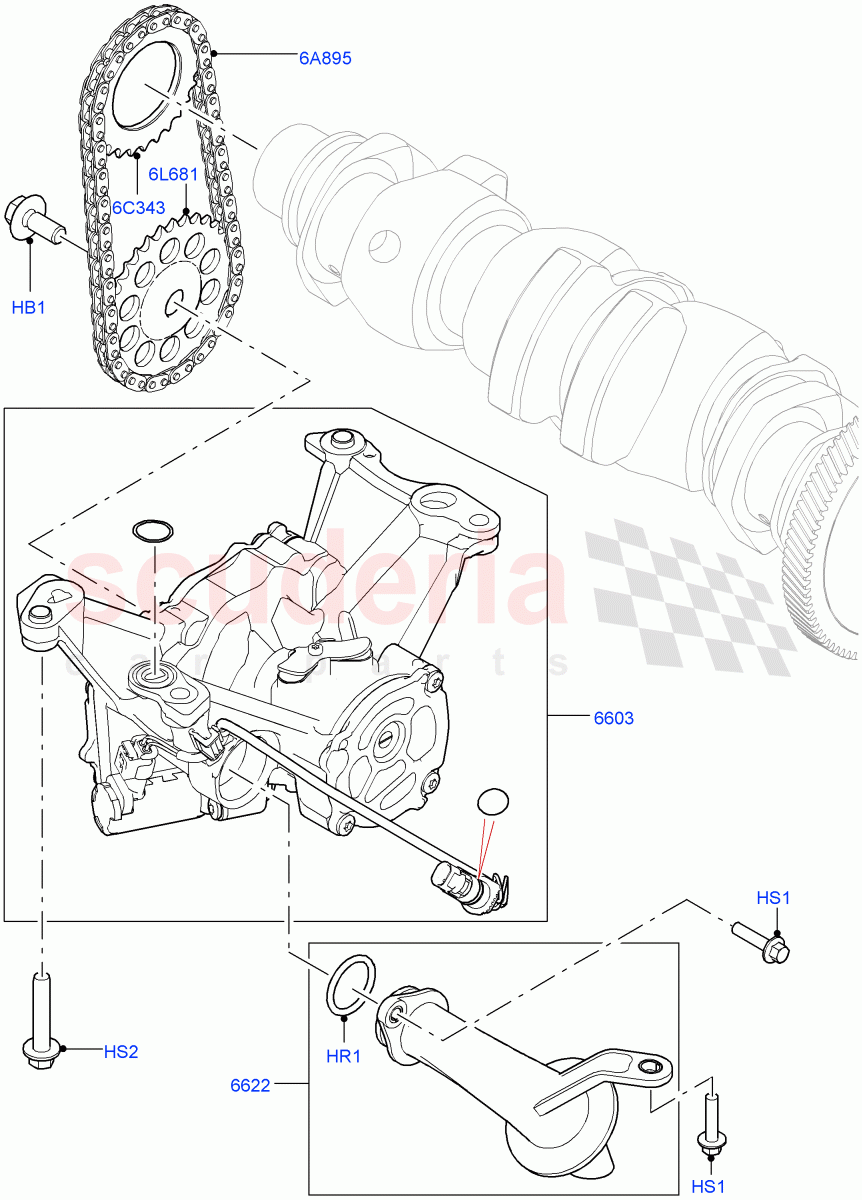 Oil Pump (2.0L AJ21D4 Diesel Mid, Itatiaia (Brazil)) of Land Rover Land Rover Range Rover Evoque (2019+) [2.0 Turbo Diesel AJ21D4]