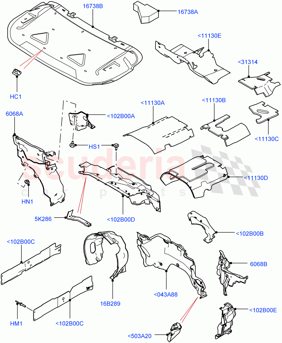 Insulators - Front(Engine Compartment) of Land Rover Land Rover Range Rover Sport (2014+) [3.0 I6 Turbo Diesel AJ20D6]