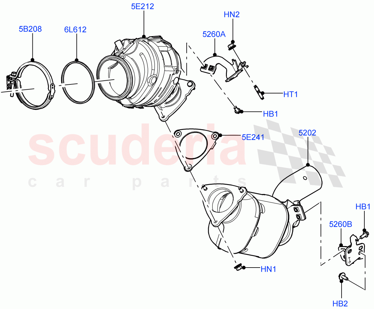 Front Exhaust System (3.0L AJ20P6 Petrol High, 3.0L AJ20P6 Petrol PHEV) of Land Rover Land Rover Range Rover (2022+) [3.0 I6 Turbo Petrol AJ20P6]