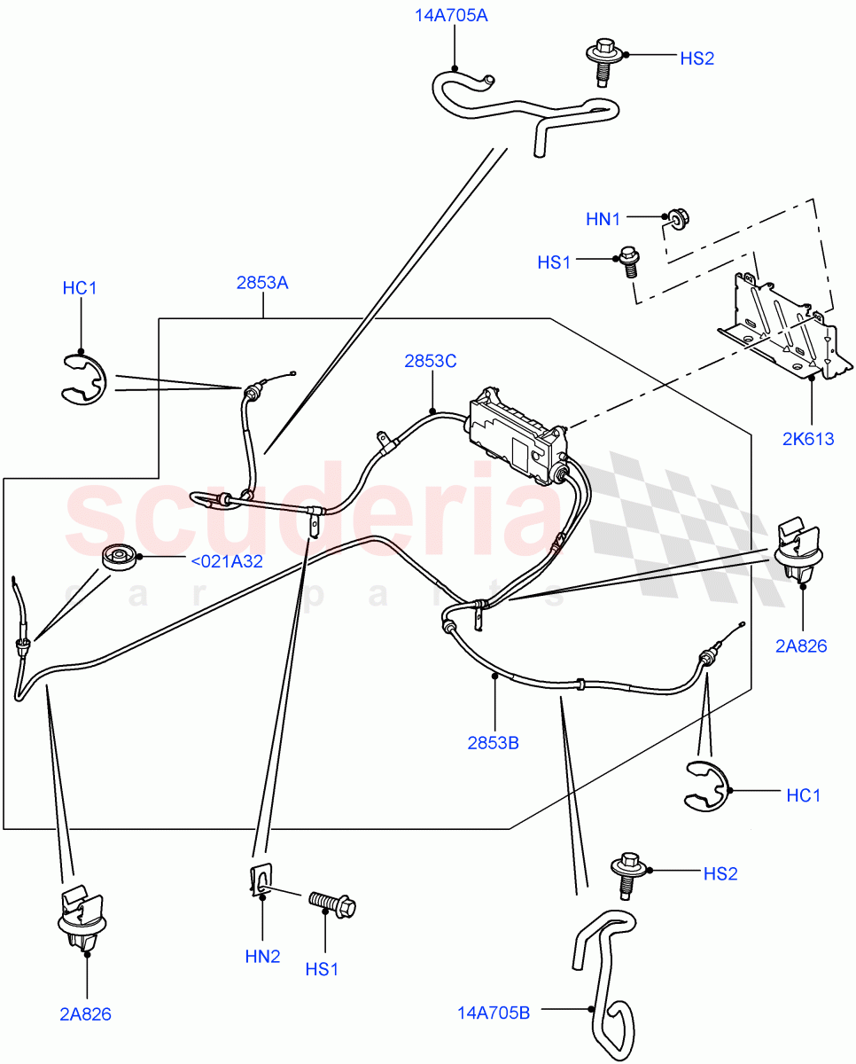 Parking Brake (Parking Brake Cable) ((V) TO9A999999) of Land Rover Land Rover Range Rover Sport (2005-2009) [3.6 V8 32V DOHC EFI Diesel]