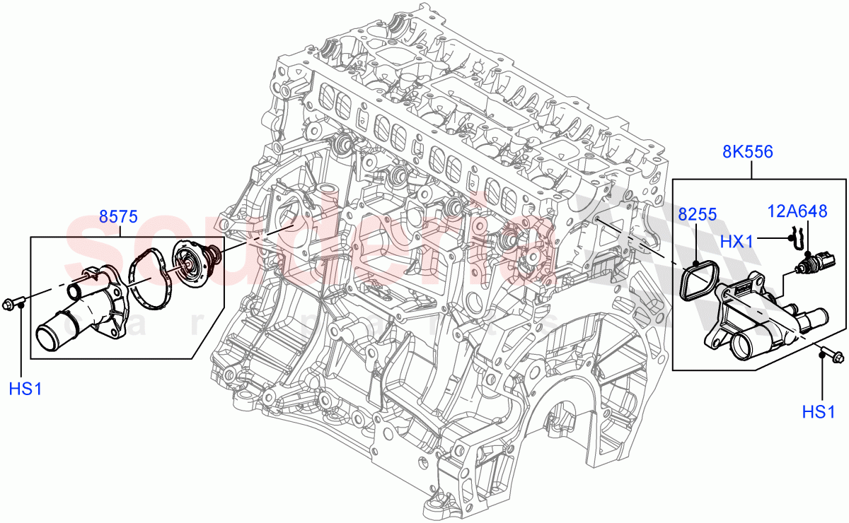 Thermostat/Housing & Related Parts (2.0L 16V TIVCT T/C 240PS Petrol, Changsu (China)) ((V) FROMEG000001) of Land Rover Land Rover Discovery Sport (2015+) [2.0 Turbo Petrol GTDI]