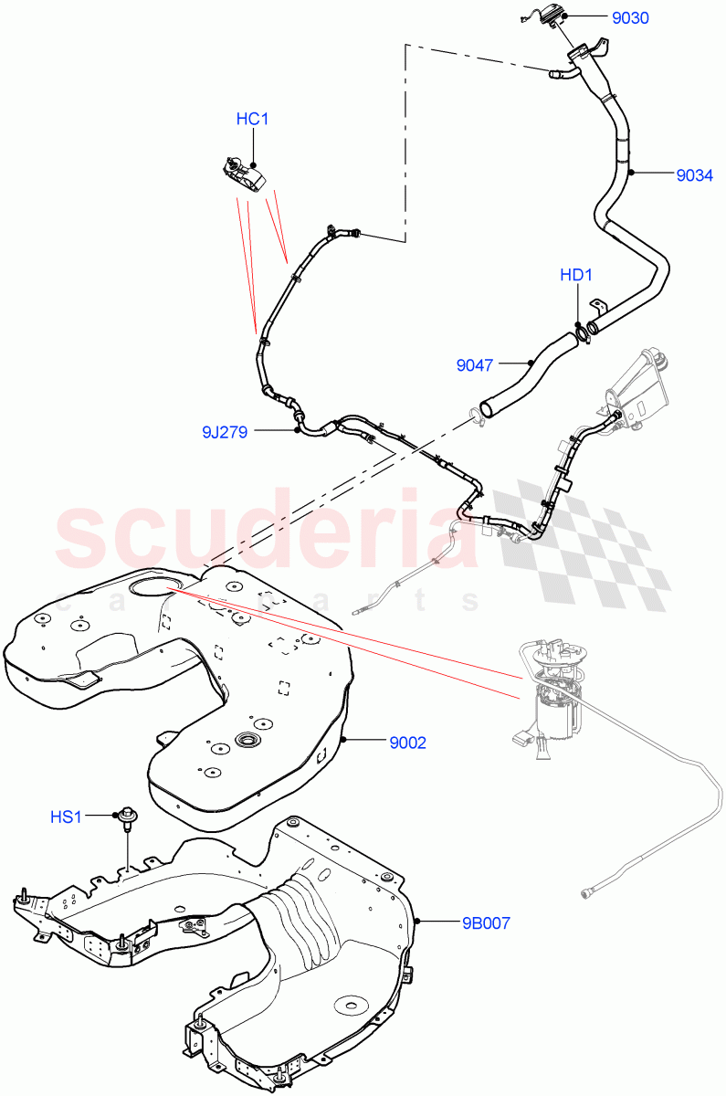 Fuel Tank & Related Parts (Nitra Plant Build) (5.0 Petrol AJ133 DOHC CDA, Short Wheelbase) ((V) FROMM2000001) of Land Rover Land Rover Defender (2020+) [5.0 OHC SGDI SC V8 Petrol]
