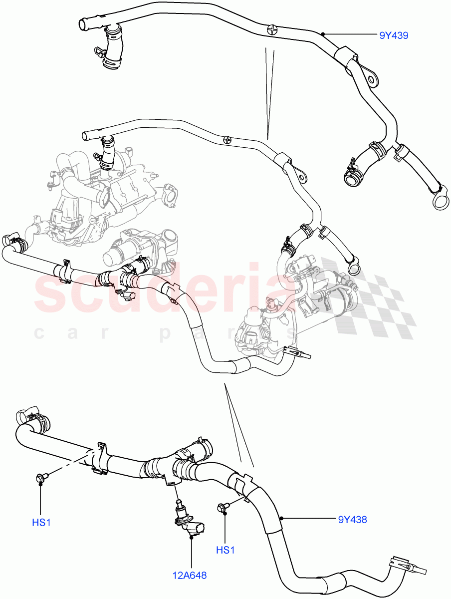 EGR Cooling System (Solihull Plant Build) (3.0 V6 D Gen2 Mono Turbo, 3.0 V6 D Gen2 Twin Turbo) ((V) FROMFA000001) of Land Rover Land Rover Discovery 5 (2017+) [3.0 Diesel 24V DOHC TC]