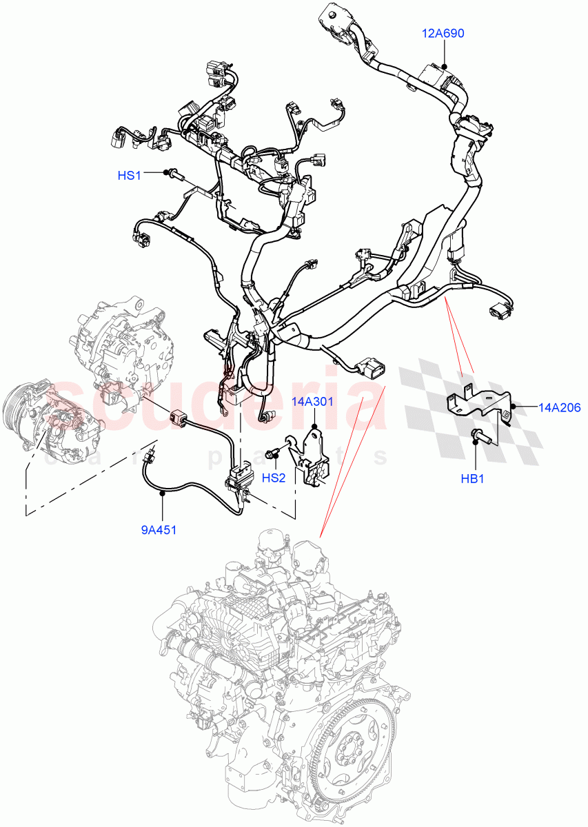 Engine Harness(1.5L AJ20P3 Petrol High,Halewood (UK))((V)FROMMH000001) of Land Rover Land Rover Range Rover Evoque (2019+) [2.0 Turbo Diesel]