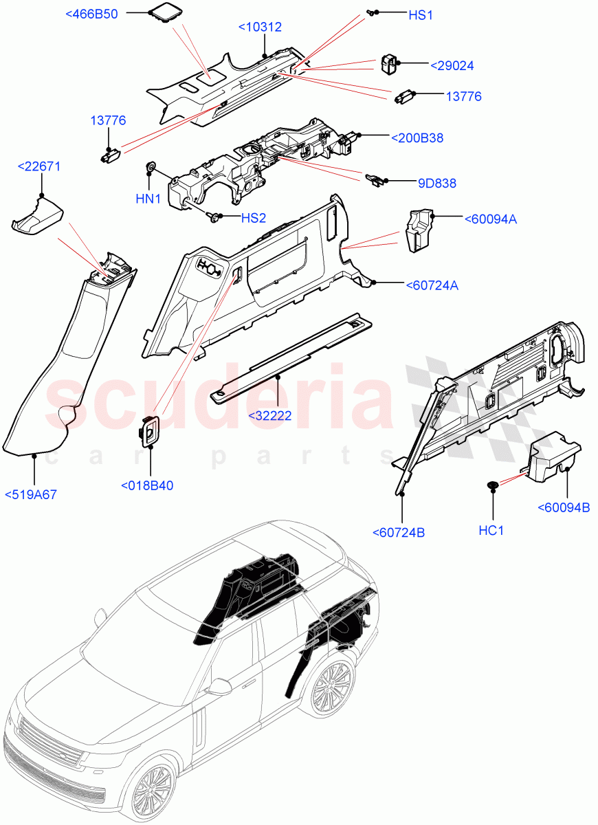 Side Trim (Luggage Compartment) (Less 3rd Row Rear Seat) of Land Rover Land Rover Range Rover (2022+) [3.0 I6 Turbo Diesel AJ20D6]
