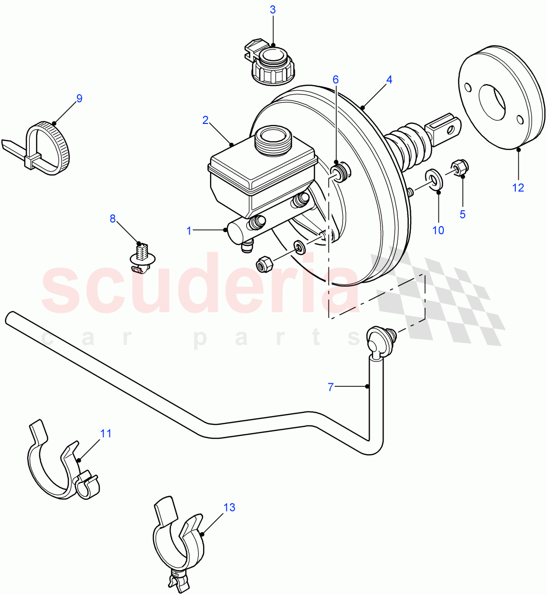 Master Cylinder & Servo (Less Anti-Lock Braking System) ((V) FROM7A000001) of Land Rover Land Rover Defender (2007-2016)