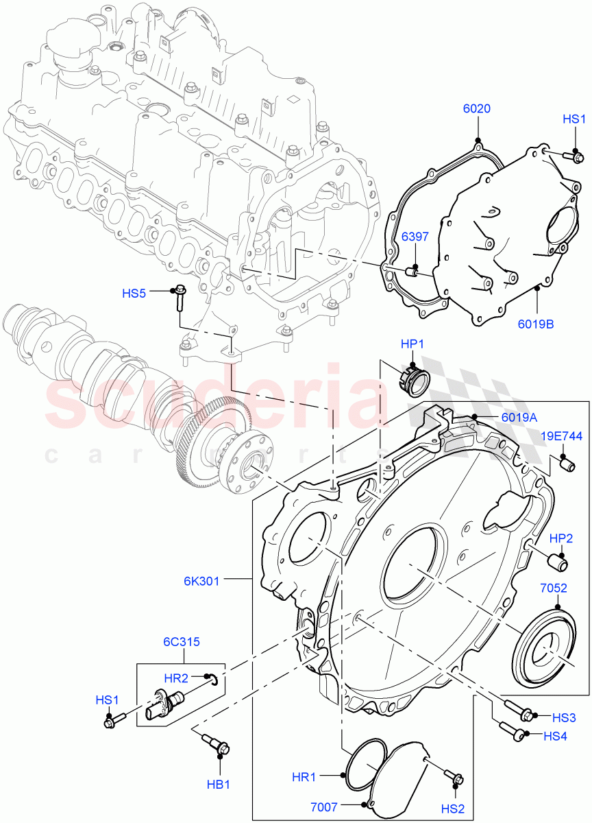 Timing Gear Covers (Solihull Plant Build) (2.0L I4 DSL HIGH DOHC AJ200, 2.0L I4 DSL MID DOHC AJ200) ((V) FROMHA000001) of Land Rover Land Rover Range Rover Velar (2017+) [2.0 Turbo Diesel]