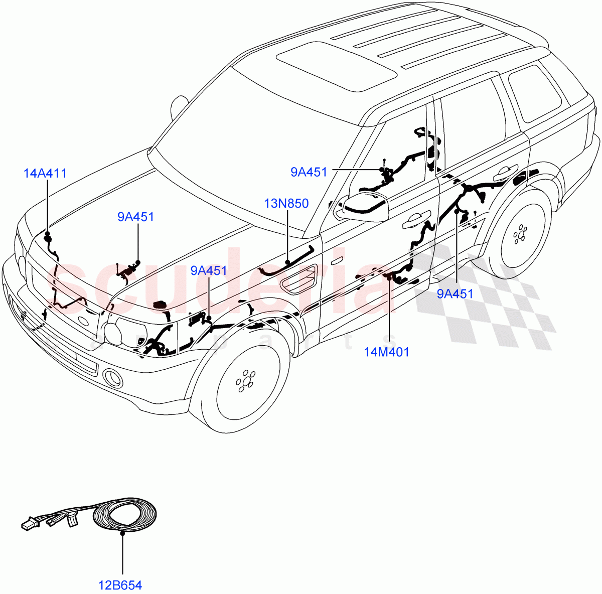 Electrical Wiring - Chassis ((V) TO9A999999) of Land Rover Land Rover Range Rover Sport (2005-2009) [3.6 V8 32V DOHC EFI Diesel]