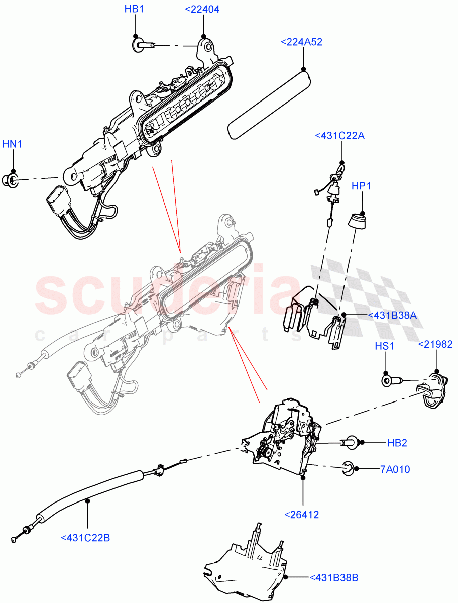 Rear Door Lock Controls(Halewood (UK)) of Land Rover Land Rover Range Rover Evoque (2019+) [2.0 Turbo Petrol AJ200P]