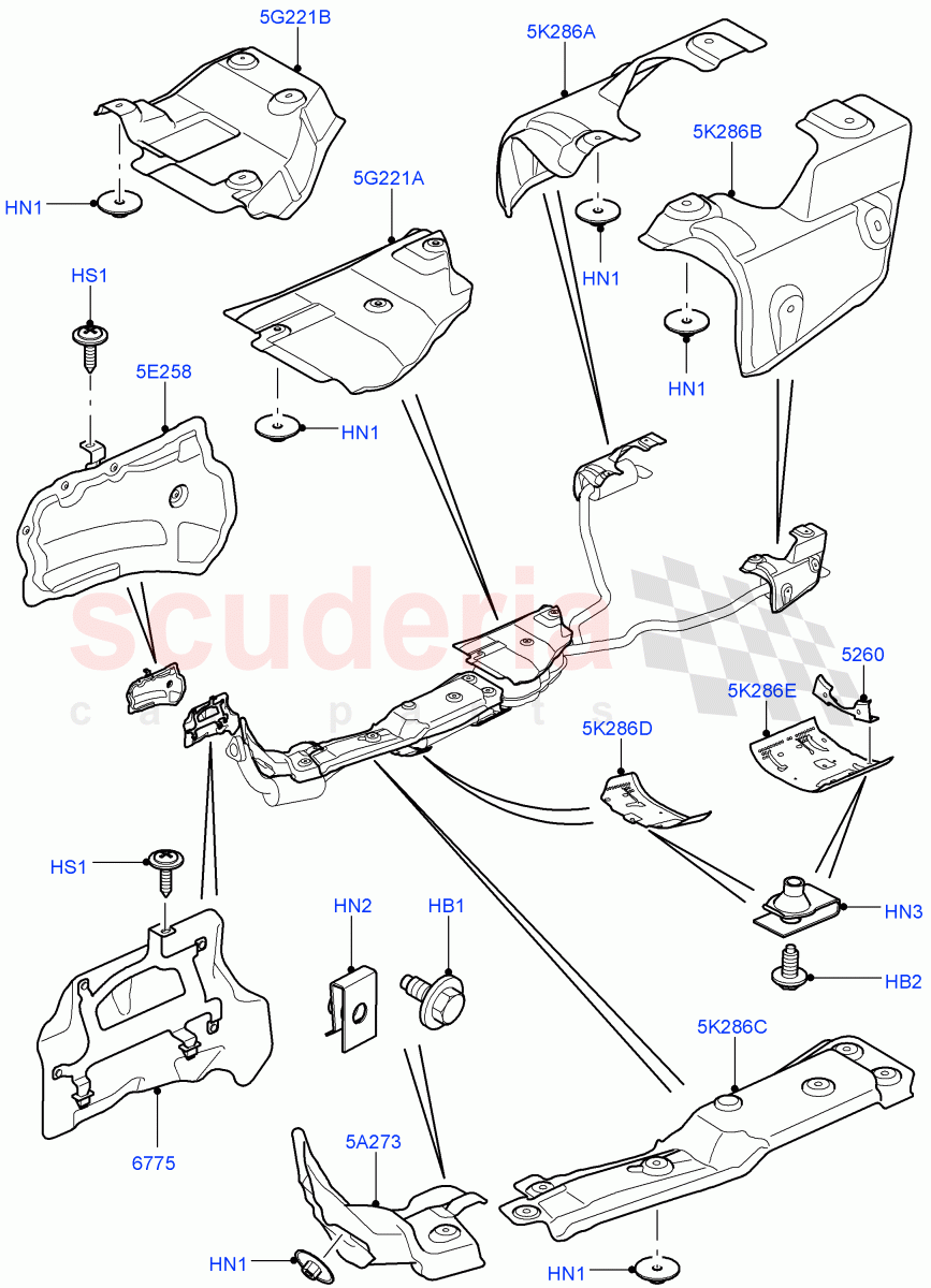 Heat Shields - Exhaust System(Lion Diesel 2.7 V6 (140KW))((V)TO9A999999) of Land Rover Land Rover Range Rover Sport (2005-2009) [2.7 Diesel V6]