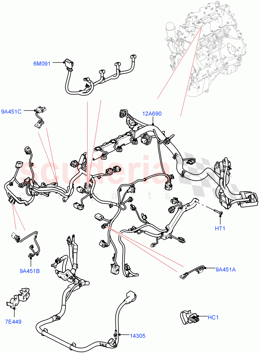 Electrical Wiring - Engine And Dash(2.0L I4 DSL HIGH DOHC AJ200)((V)FROMHA000001) of Land Rover Land Rover Range Rover Sport (2014+) [3.0 I6 Turbo Diesel AJ20D6]