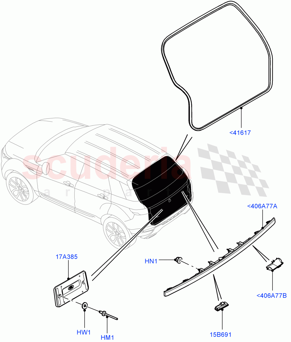 Luggage Compartment Door (Weatherstrips And Seals) (3 Door, Halewood (UK), 5 Door) of Land Rover Land Rover Range Rover Evoque (2012-2018) [2.2 Single Turbo Diesel]