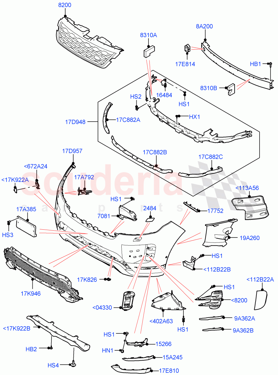 Radiator Grille And Front Bumper(Long Wheelbase,Changsu (China))((V)FROMMG575835) of Land Rover Land Rover Range Rover Evoque (2019+) [2.0 Turbo Diesel AJ21D4]