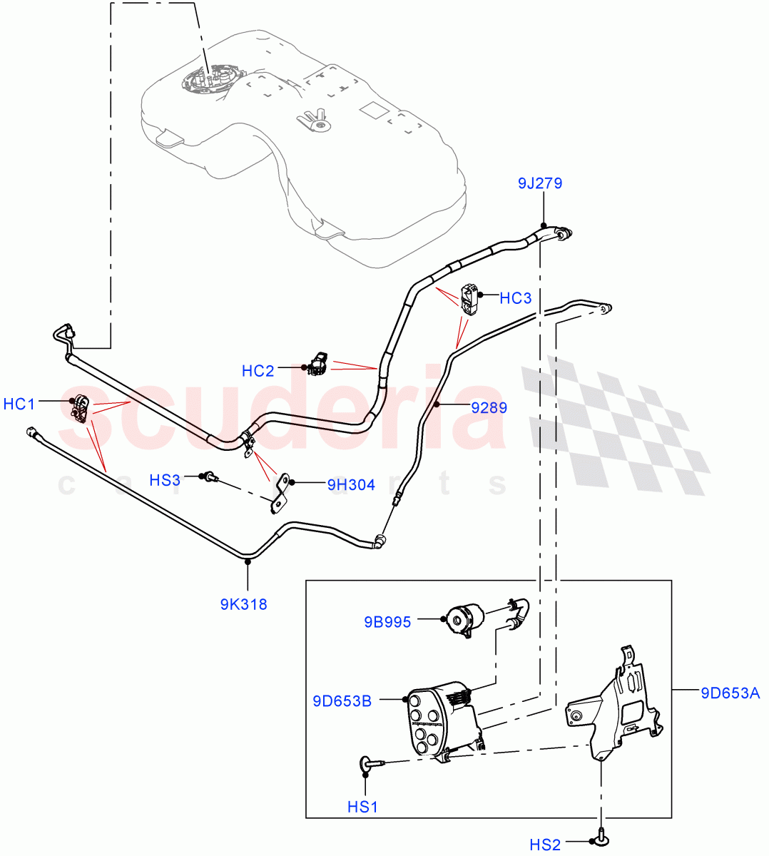 Carbon Canister (1.5L AJ20P3 Petrol High, Halewood (UK), Fuel Tank Filler Neck - Unleaded) ((V) FROMMH000001) of Land Rover Land Rover Range Rover Evoque (2019+) [1.5 I3 Turbo Petrol AJ20P3]