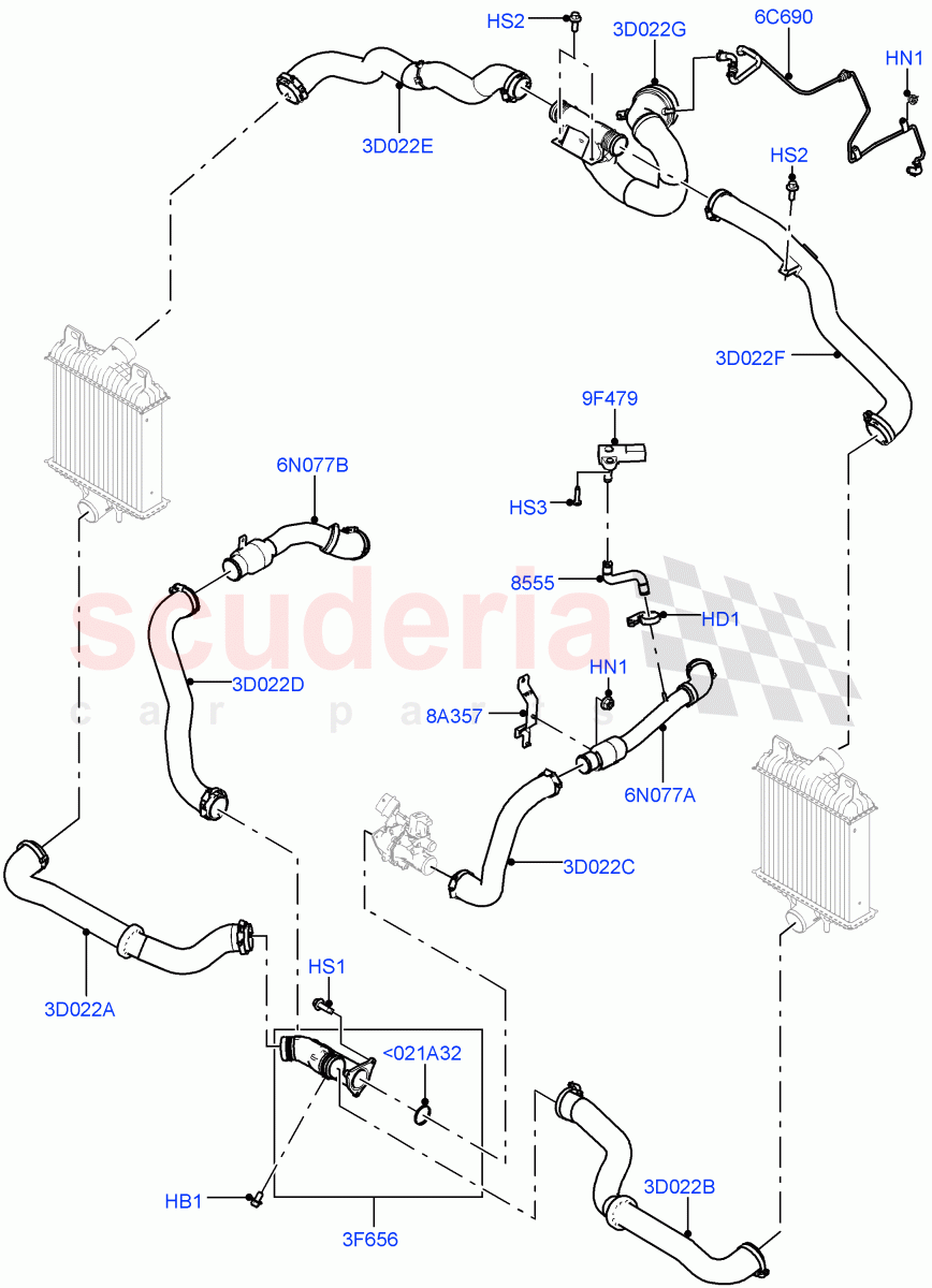 Intercooler/Air Ducts And Hoses (Air Ducts And Hoses) (4.4L DOHC DITC V8 Diesel) of Land Rover Land Rover Range Rover Sport (2014+) [4.4 DOHC Diesel V8 DITC]