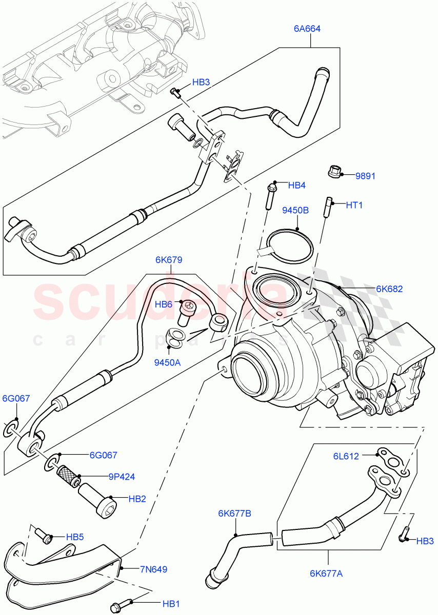 Turbocharger (2.2L CR DI 16V Diesel) ((V) FROMBH000001) of Land Rover Land Rover Discovery Sport (2015+) [2.2 Single Turbo Diesel]