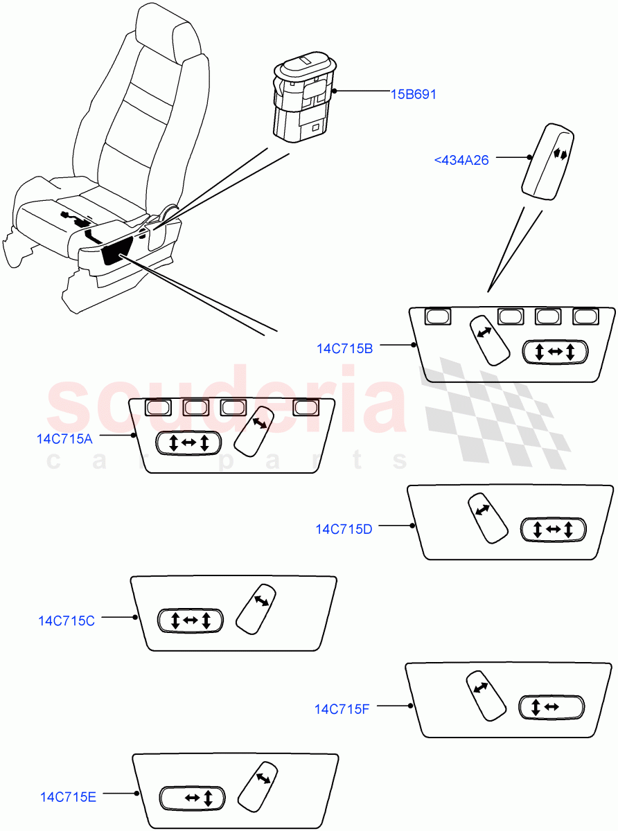 Switches (Seats) ((V) TO9A999999) of Land Rover Land Rover Range Rover Sport (2005-2009) [4.2 Petrol V8 Supercharged]