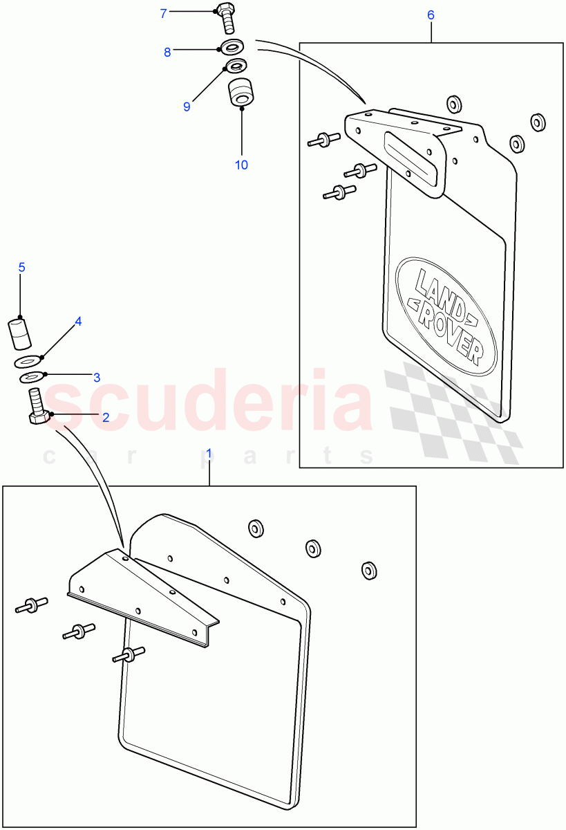 Mudflaps(90" Wheelbase)((V)FROM7A000001) of Land Rover Land Rover Defender (2007-2016)