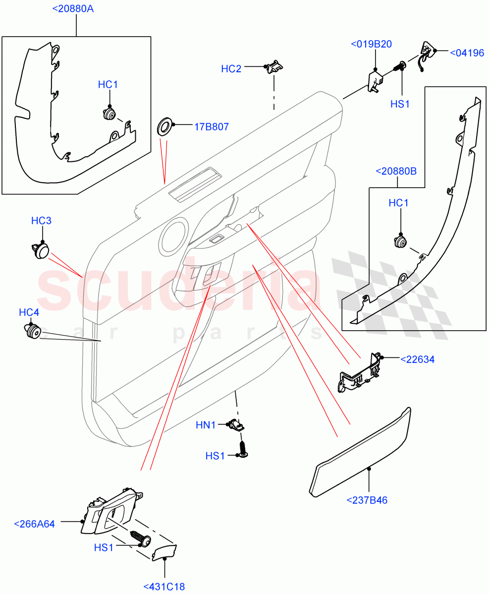Front Door Trim Installation (Finishers And Mouldings) ((V) FROMJA000001) of Land Rover Land Rover Range Rover (2012-2021) [2.0 Turbo Petrol AJ200P]