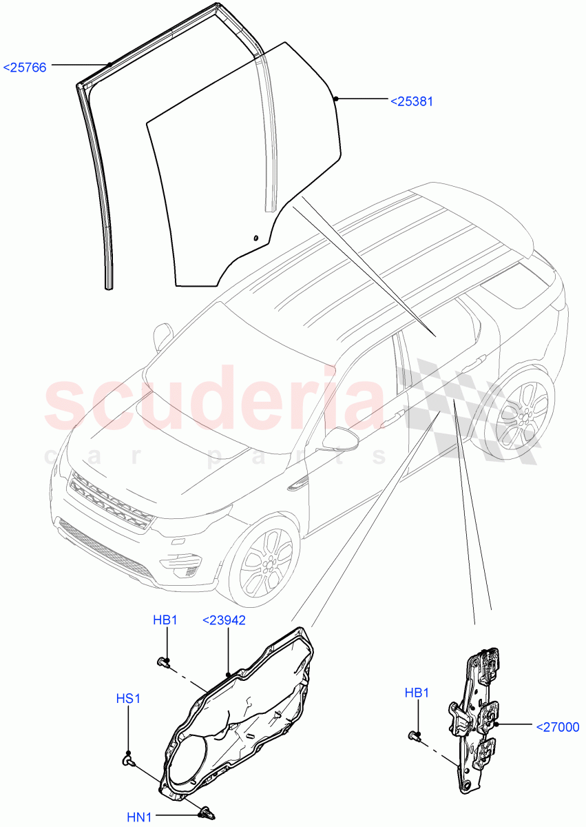 Rear Door Glass And Window Controls (Changsu (China)) ((V) FROMFG000001) of Land Rover Land Rover Discovery Sport (2015+) [2.0 Turbo Petrol AJ200P]