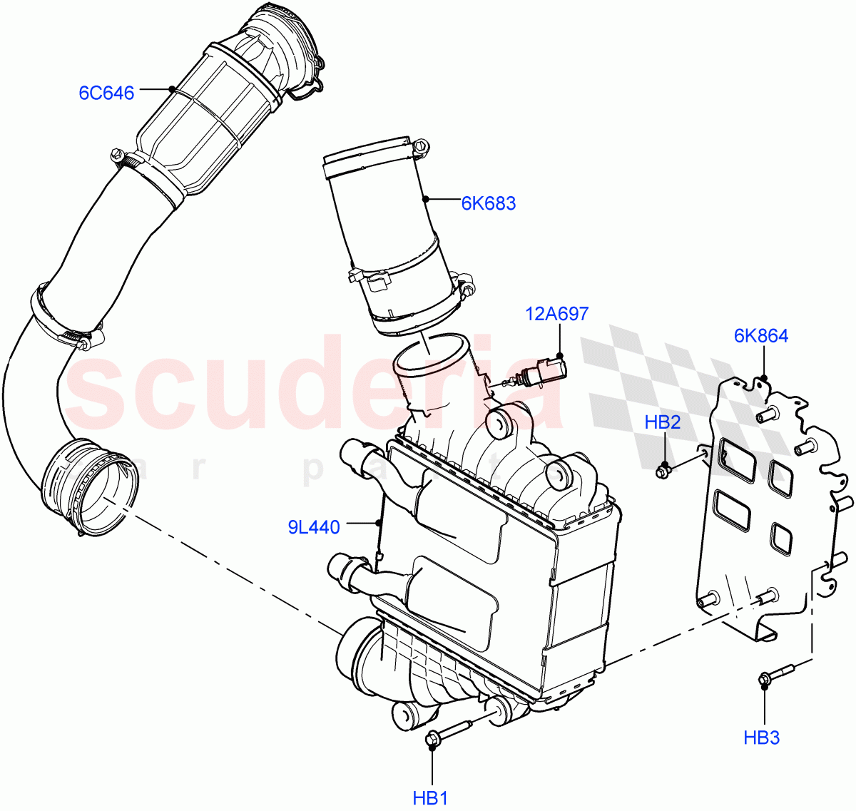 Intercooler/Air Ducts And Hoses (2.0L I4 DSL HIGH DOHC AJ200, Itatiaia (Brazil)) ((V) FROMJT000001) of Land Rover Land Rover Discovery Sport (2015+) [2.0 Turbo Diesel]