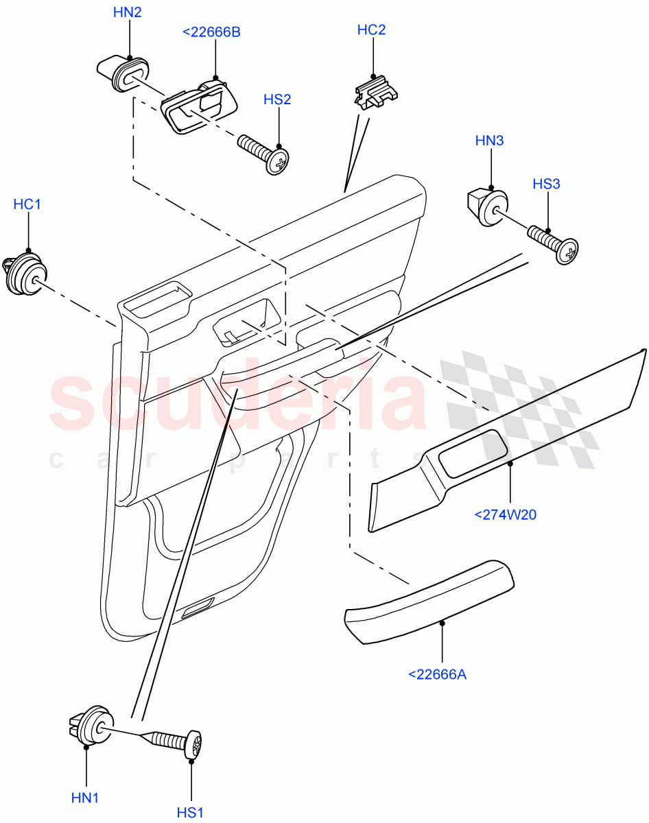 Rear Door Trim Installation((V)TO9A999999) of Land Rover Land Rover Range Rover Sport (2005-2009) [4.4 AJ Petrol V8]