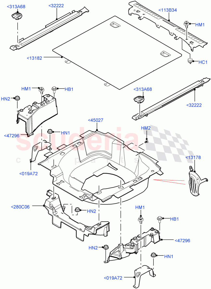 Load Compartment Trim(Floor)(With 5 Seat Configuration,Flex Fuel - E100,Diesel/Electric - Hybrid,With Diesel Fuel Capability,For Unleaded Fuel) of Land Rover Land Rover Range Rover Sport (2014+) [3.0 DOHC GDI SC V6 Petrol]