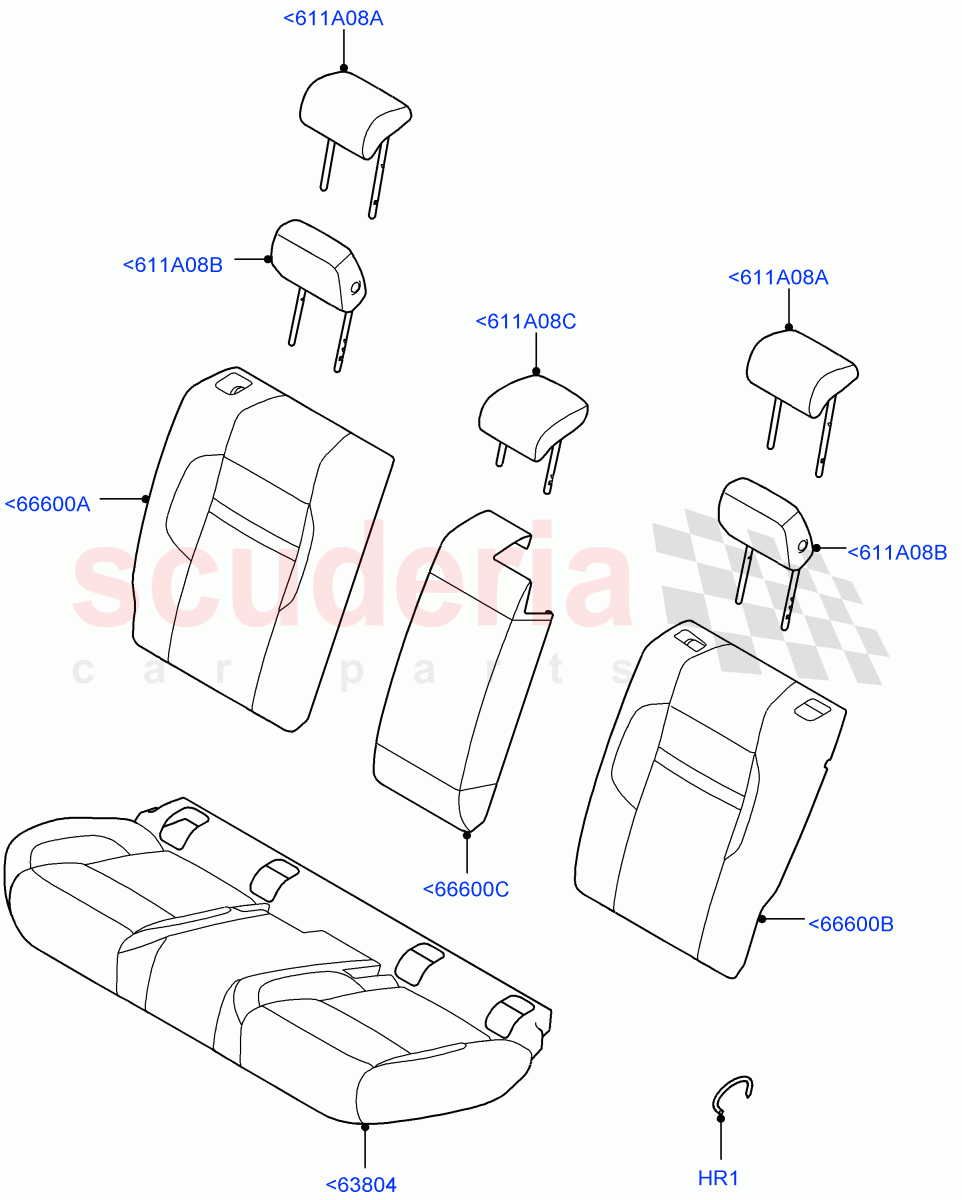 Rear Seat Covers(Grained Cloth,Itatiaia (Brazil)) of Land Rover Land Rover Range Rover Evoque (2019+) [1.5 I3 Turbo Petrol AJ20P3]