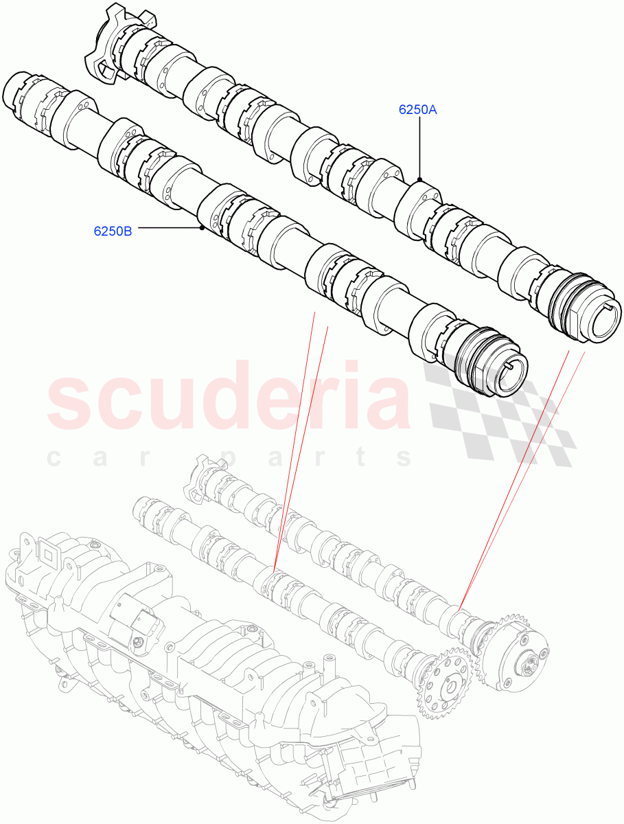 Camshaft (2.0L AJ20D4 Diesel Mid PTA, Halewood (UK), 2.0L AJ20D4 Diesel LF PTA, 2.0L AJ20D4 Diesel High PTA) of Land Rover Land Rover Range Rover Evoque (2019+) [2.0 Turbo Diesel]