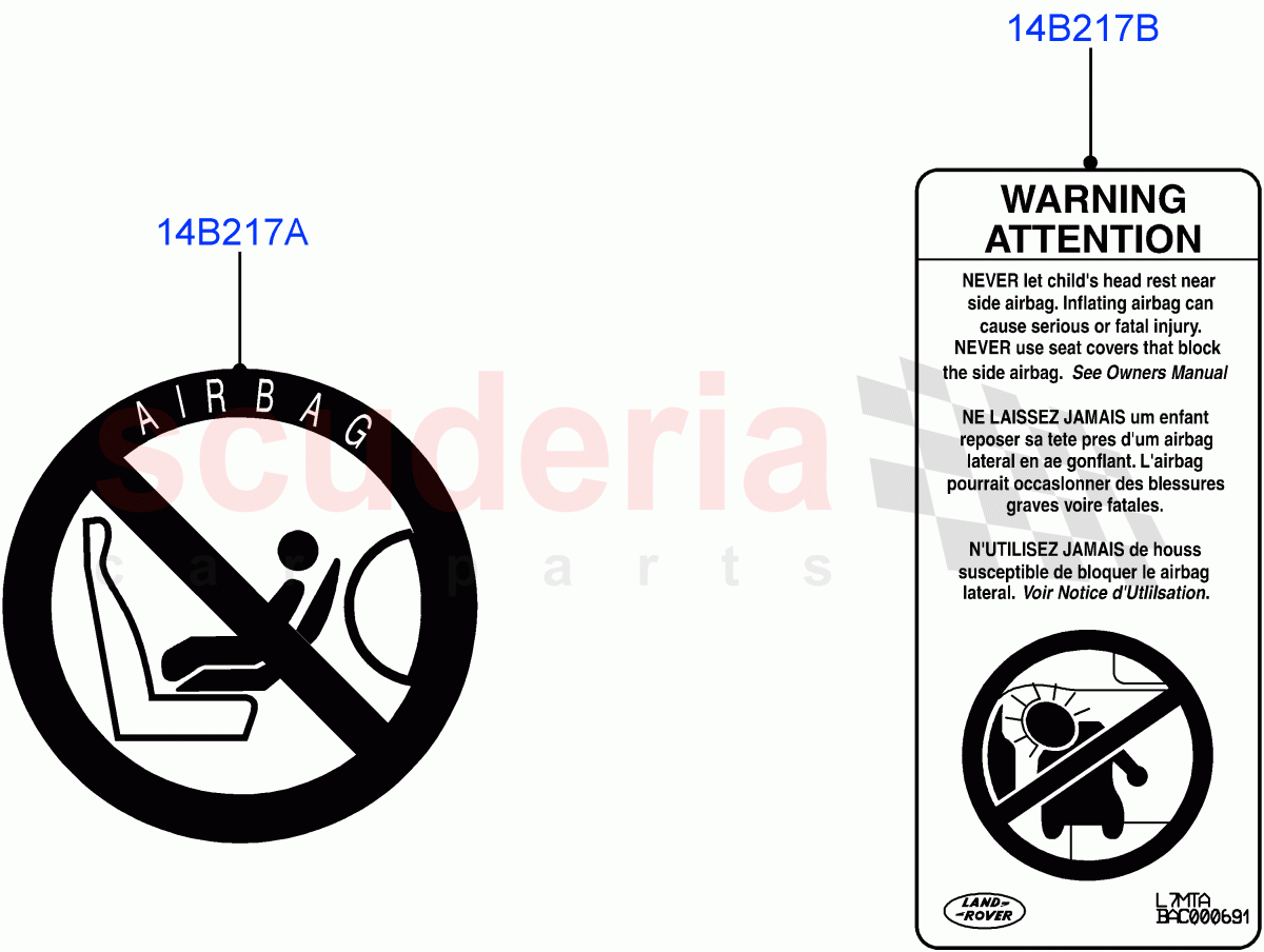 Labels (Air Bag) (Itatiaia (Brazil)) ((V) FROMGT000001) of Land Rover Land Rover Range Rover Evoque (2012-2018) [2.0 Turbo Diesel]