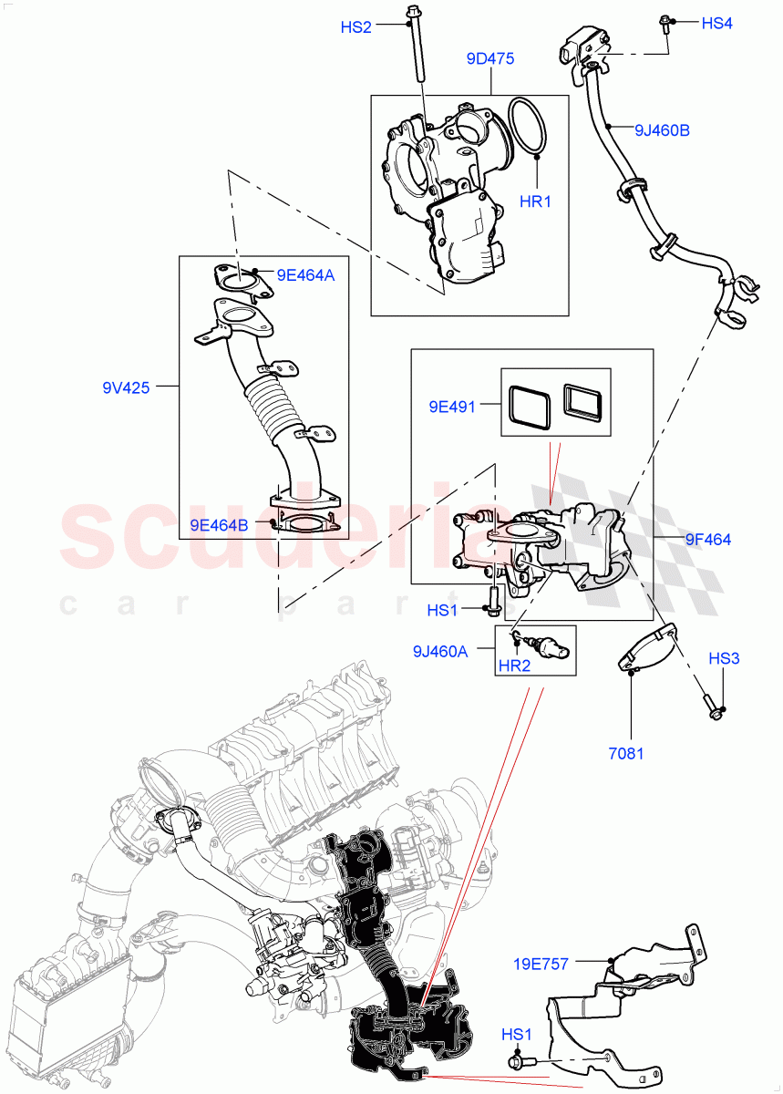 Exhaust Gas Recirculation(Low Pressure EGR)(2.0L AJ20D4 Diesel Mid PTA,Euro Stage 4 Emissions,Halewood (UK)) of Land Rover Land Rover Range Rover Evoque (2019+) [2.0 Turbo Diesel]