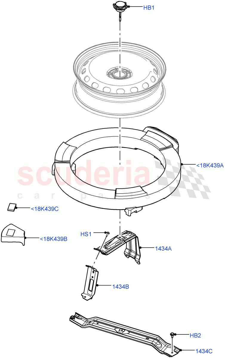 Spare Wheel Carrier (Less Electric Engine Battery, Electric Engine Battery-MHEV) ((V) FROMMA000001) of Land Rover Land Rover Range Rover Velar (2017+) [2.0 Turbo Petrol AJ200P]