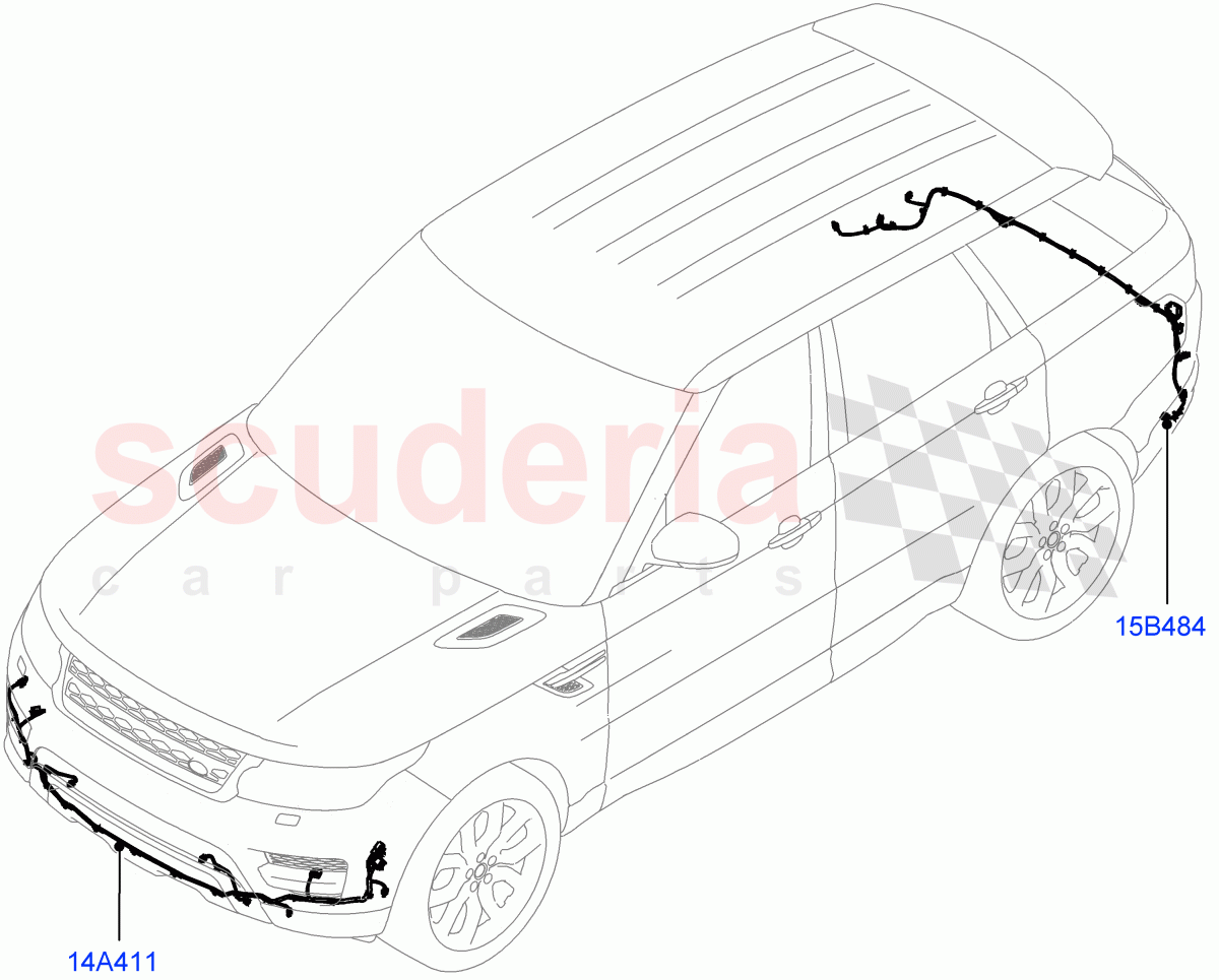 Electrical Wiring - Body And Rear (Bumper) (SVR Version, SVR) ((V) FROMFA000001) of Land Rover Land Rover Range Rover Sport (2014+) [5.0 OHC SGDI SC V8 Petrol]