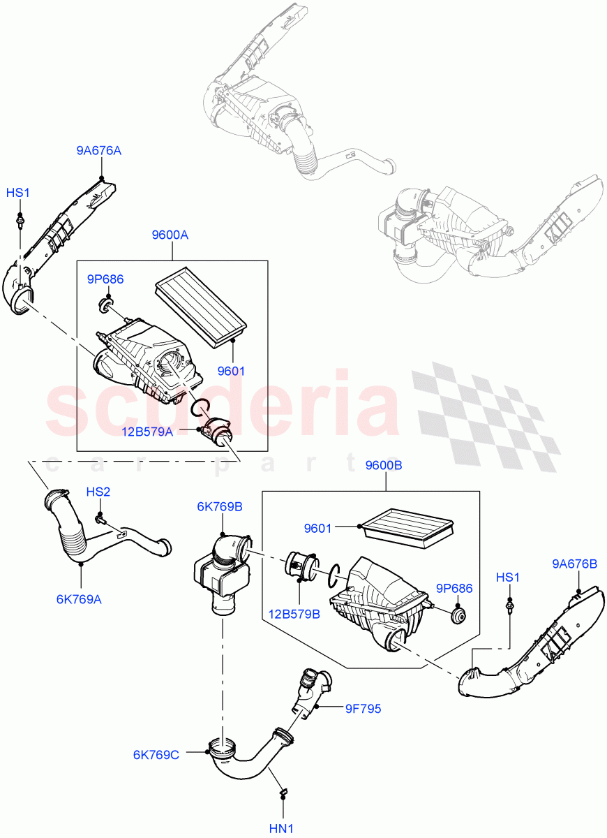 Air Cleaner(Nitra Plant Build)(3.0 V6 D Gen2 Twin Turbo)((V)FROMK2000001) of Land Rover Land Rover Discovery 5 (2017+) [3.0 Diesel 24V DOHC TC]