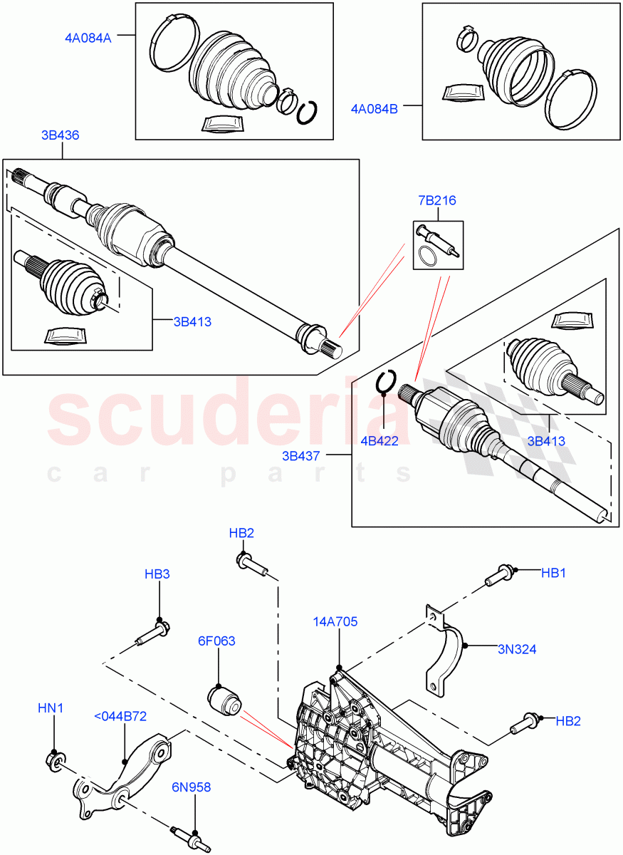 Drive Shaft - Front Axle Drive (1.5L AJ20P3 Petrol High PHEV, Halewood (UK)) ((V) FROMLH000001) of Land Rover Land Rover Discovery Sport (2015+) [2.0 Turbo Diesel AJ21D4]