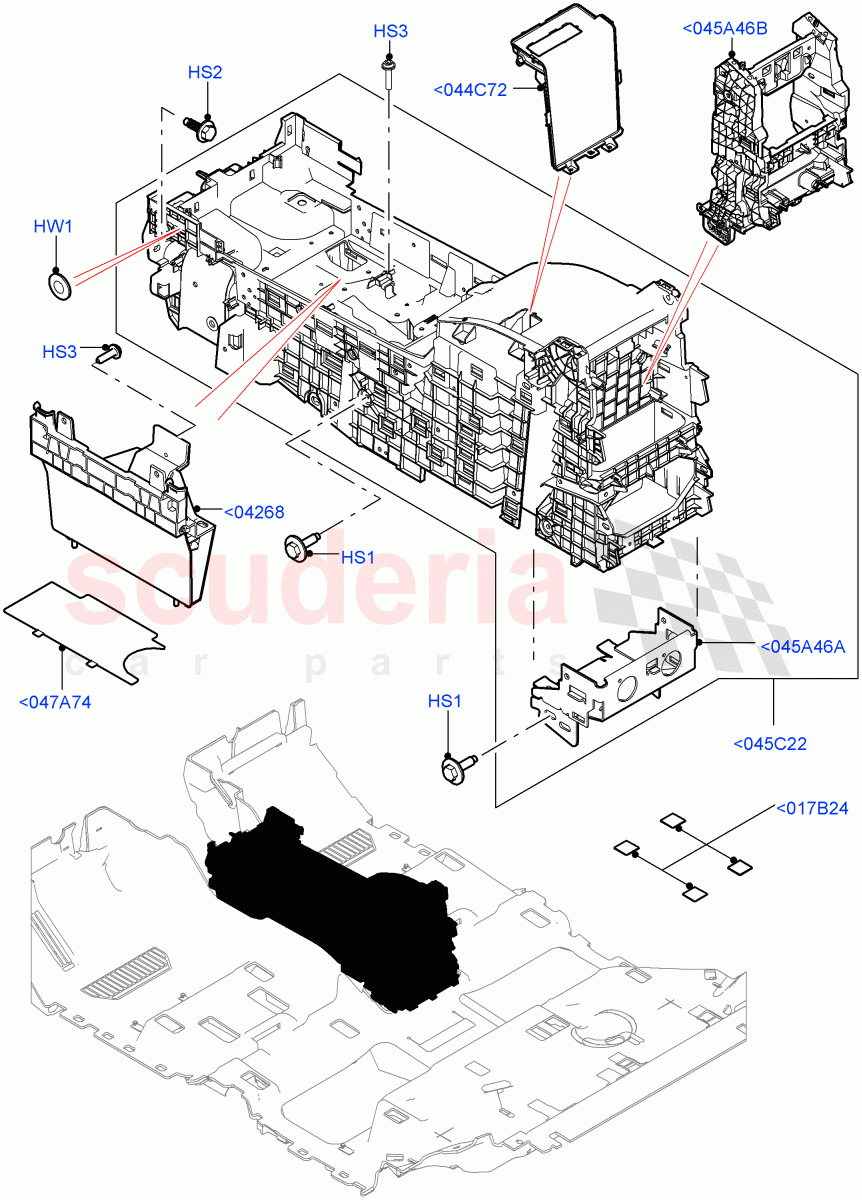 Console - Floor(Front, For Carrier Assy, Internal Components)(Standard Wheelbase) of Land Rover Land Rover Range Rover (2012-2021) [4.4 DOHC Diesel V8 DITC]