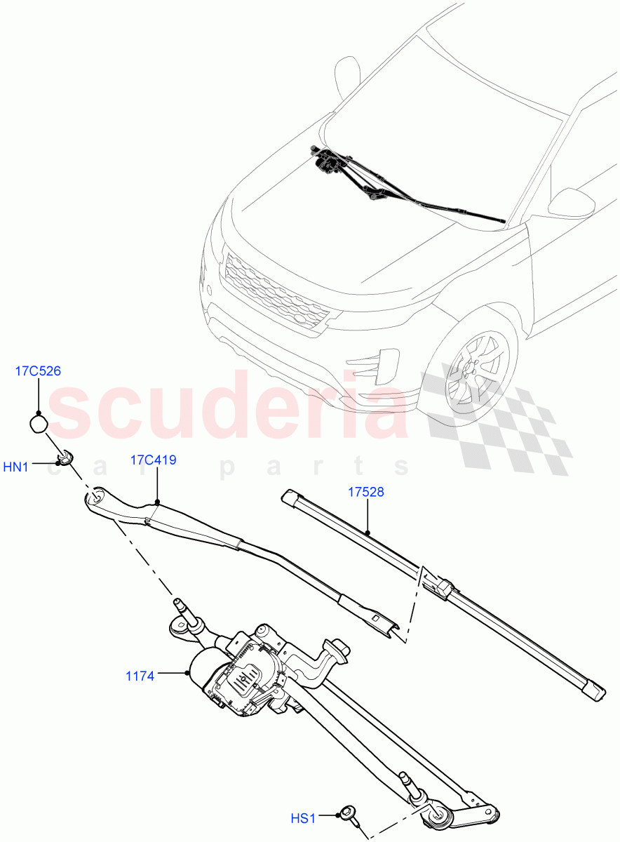 Windscreen Wiper (Halewood (UK)) of Land Rover Land Rover Range Rover Evoque (2019+) [1.5 I3 Turbo Petrol AJ20P3]